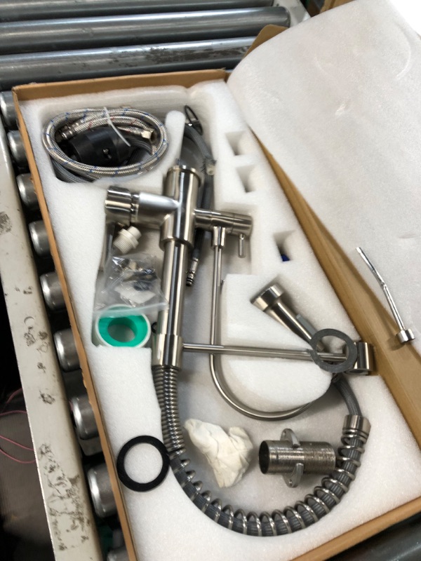 Photo 4 of **NONREFUNDABLE**FOR PARTS OR REPAIR**SEE NOTES**
MENATT Filter Kitchen Faucet with Drinking Water Faucet, High Arc Pull Down 3-Way Kitchen Faucet, 3 in 1 Sink Cold and Hot Mixer Tap (Brushed Nickel)