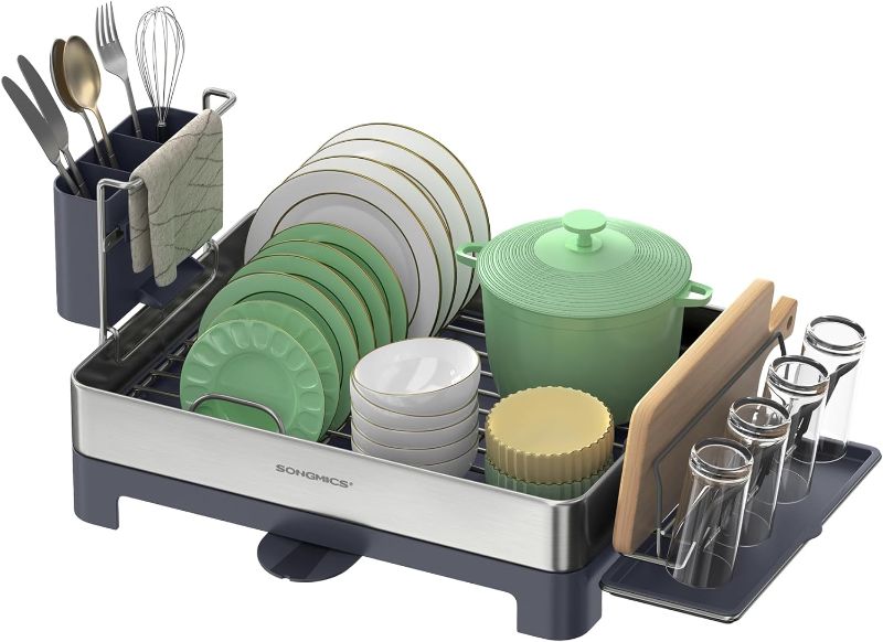 Photo 1 of *DISH RACK ONLY MISSING WATER TRAY AND UTENSIL TRAYS* SONGMICS Dish Drying Rack 12.5 x 22.5 in, Silver and Gray UKCS030E01