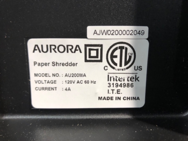 Photo 1 of Aurora Commercial Grade 200-Sheet Auto Feed High Security Micro-Cut Paper Shredde