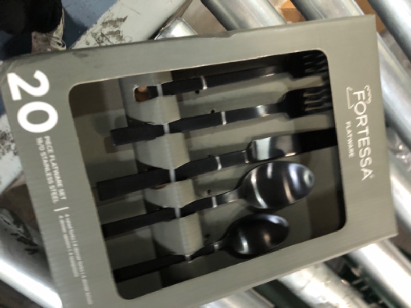 Photo 2 of Fortessa Viggo Stainless Steel Flatware, Brushed Black, 20 Piece Place Setting, Service for 4 