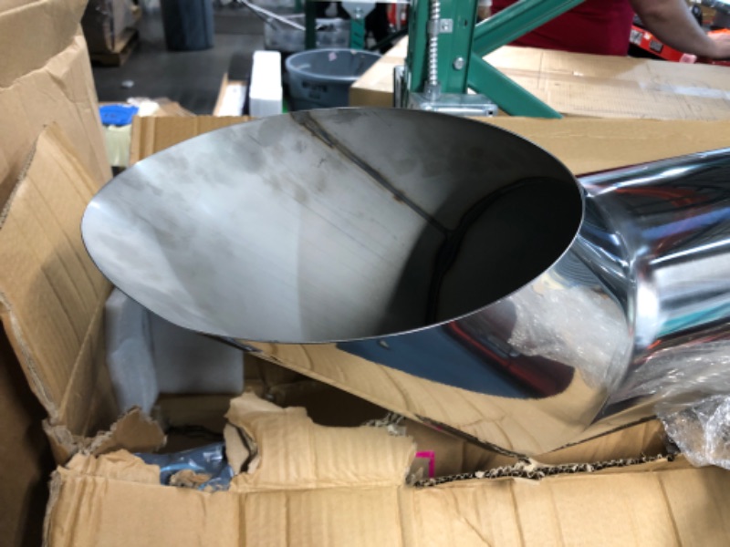 Photo 1 of FGJQEFG 5 Inch Inlet 8 Inch Outlet Polished Stainless Steel (Stack Smokers 5" ID Inlet 36" Long) 5‘’Inlet 8‘’Outlet-Silver