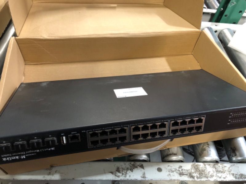 Photo 3 of MokerLink 28 Port Gigabit Managed Switch, 24 Port GE, 4 x 10G SFP+ Uplink, 1 Console Port, 1 USB Port