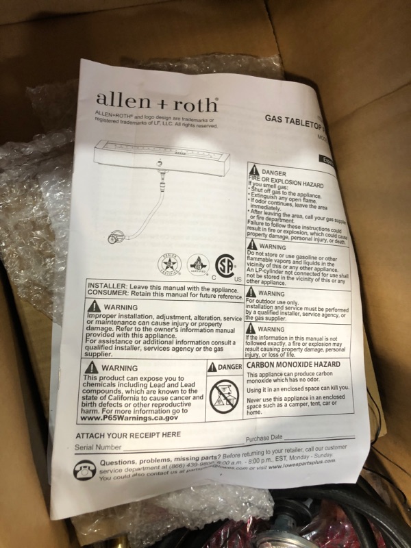 Photo 4 of ***USED - LIKELY MISSING PARTS - UNABLE TO VERIFY FUNCTIONALITY - DECORATIVE ROCKS HAVE SPILLED***
allen + roth 7-in W 40000-BTU Black Portable Tabletop Steel Propane Gas Fire Pit
