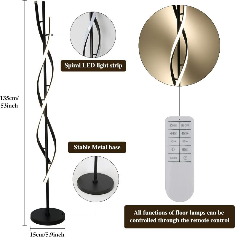 Photo 4 of (READ FULL POST) POWROL Modern LED Floor Lamp for Living Room,68 Inch Spiral Floor Lamp 