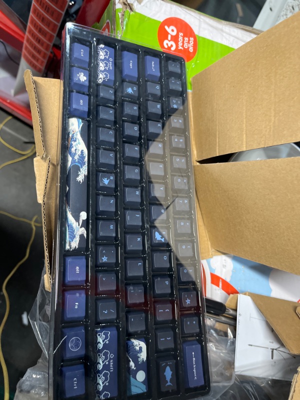 Photo 2 of PBT Keycaps 60 Percent, Great Wave Off Kanagawa Japanese Keycaps, DYE-Sub Custom Keycaps Set, Cherry Profile Keycaps for 61/64/66/68 Cherry Gateron MX Switches Mechanical Keyboard, 78 Key Set Great Wave Off Kanagawa 78