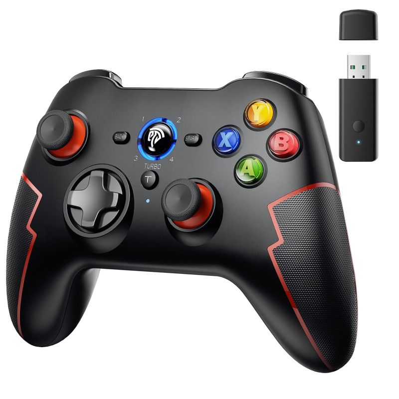 Photo 1 of EasySMX Wireless PC Game Controller with High Accuracy Hall Triggers, Long Life Buttons, Comfort Design (Black\Red)