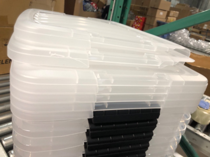 Photo 3 of  6 Quart Plastic Storage Bins with Handles, Small Clear Lidded Storage Bins, 6 Packs