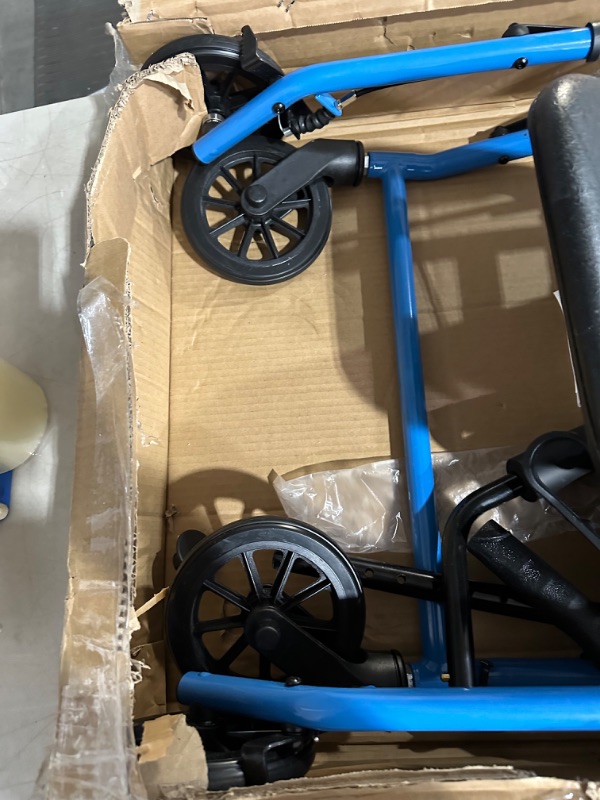 Photo 4 of ***USED - MISSING INSTRUCTIONS - OTHER PARTS LIKELY MISSING AS WELL - UNABLE TO VERIFY FUNCTIONALITY***
Medline Mobility Dependable Steel Rollator Walker, Light Blue, 300 lb. Weight Capacity, 6” Wheels, Adjustable Handle