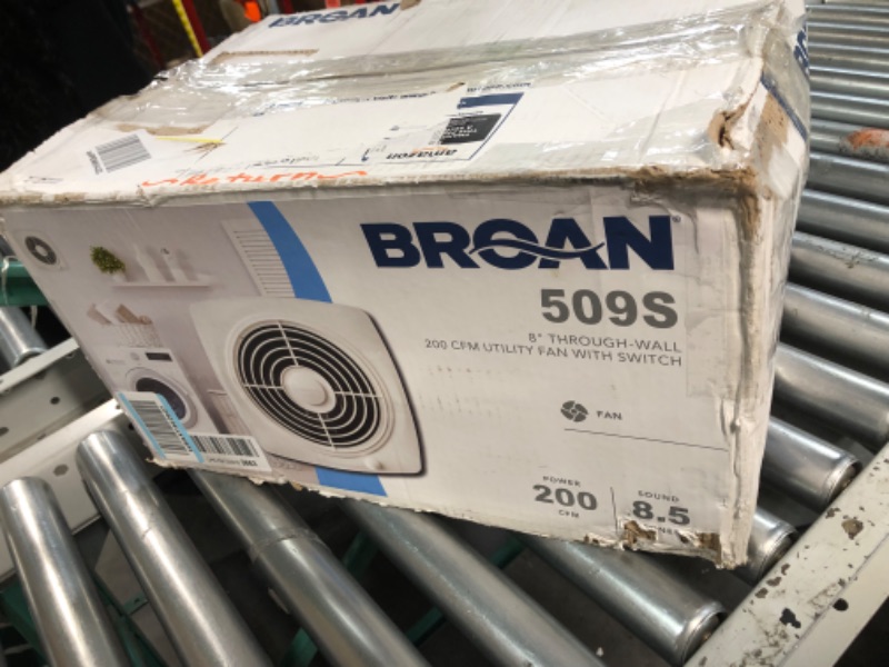 Photo 4 of ***see notes***Broan-NuTone 509S Through-the-Wall Ventilation Fan, White Cover, On/Off Switch, 200 CFM, 8.5 Sones, 8" With Switch Dial