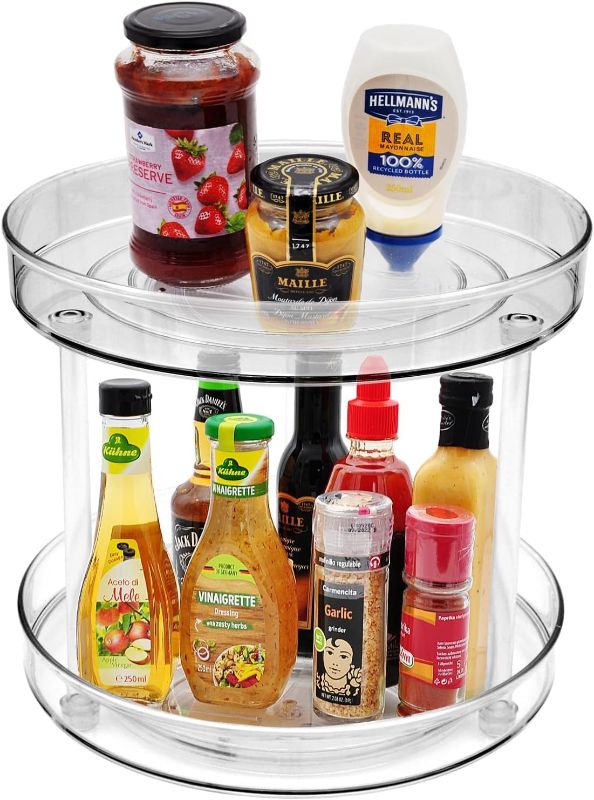 Photo 1 of  2 Tier Lazy Susan Bathroom Organizer,10.6 Inch Clear 