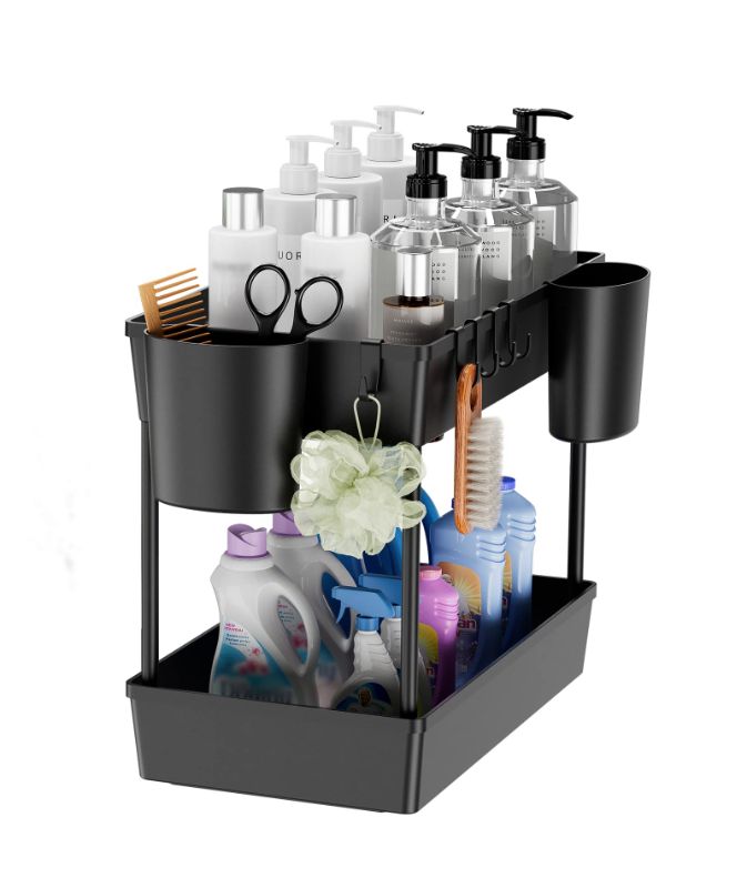 Photo 1 of **2 PACK BUNDLE - NON REFUNDABLE**
PTOJ Under Sink Organizer, 2 tier, Black, 2 pk