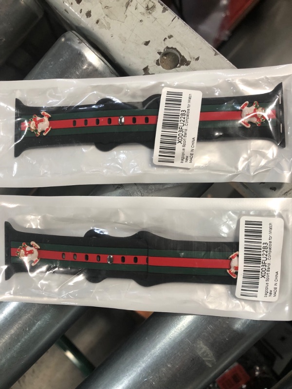 Photo 3 of **BUNDLE 2 PACK - NONREFUNDABLE**
 Apple Watch Band, Black/Green/Red-Snowman 38mm/40mm/41mm