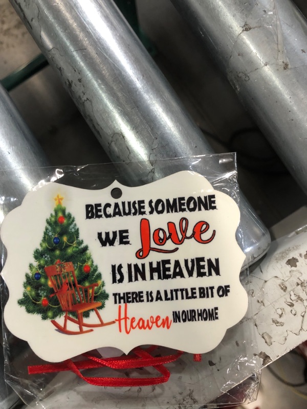 Photo 3 of Christmas in Heaven Ornament ,in Memory of Loved One Ornaments, Because Someone We Love is in Heaven, There's a Little bit of Heaven in Our Home, set of 2