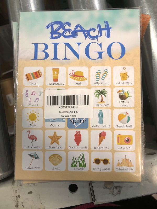 Photo 2 of Beach Bingo Game, 24 Players Bingo Game, for Teenager Summer Beach Party Bridal Shower Birthday Party, Hiking, Trip Family Holiday Party, Reception Activity Supplies - 009 (PACK OF 2)