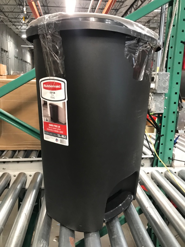 Photo 3 of (see clerk notes) Rubbermaid Classic 13 Gallon Step-On Trash Can with Lid, Black Waste Bin for Kitchen Black Step On