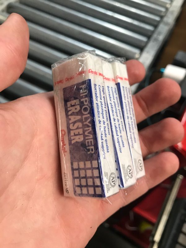 Photo 1 of Pentel ZEH10BP3K6 Hi-Polymer Block Eraser, White, 3/Pack