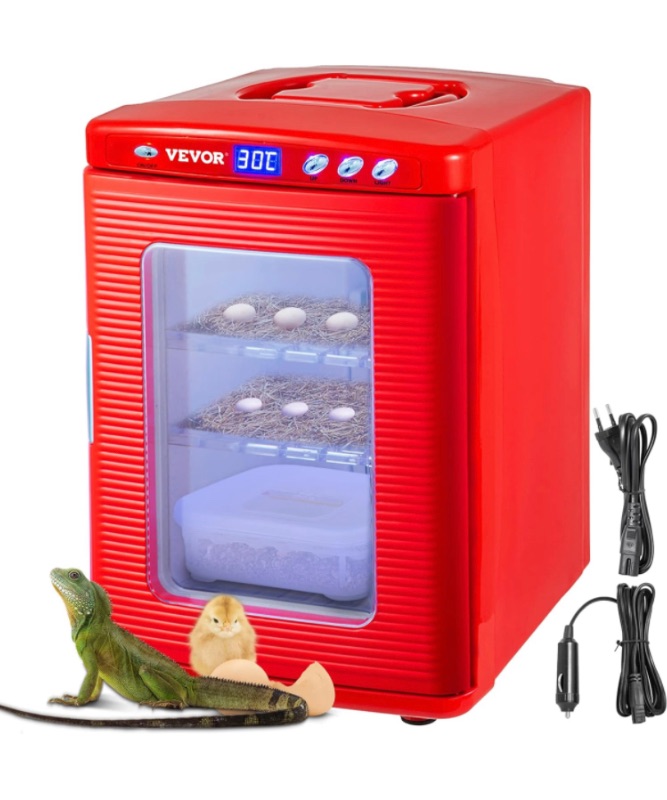 Photo 1 of [READ NOTES] 
Happybuy Red Reptile Incubator 25L Scientific Lab Incubator Digital Incubator Cooling and Heating 5-60°C Reptile Egg Incubator 12V/110V Work for Small Reptiles