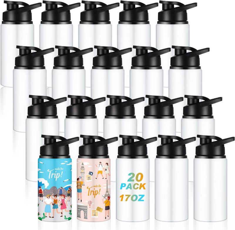 Photo 1 of Gejoy 20 Pcs Sublimation Aluminum Water Bottle Reusable Portable Leak Proof Bike Bottles with Lid Metal Lightweight Sports Water Bottle Blanks 