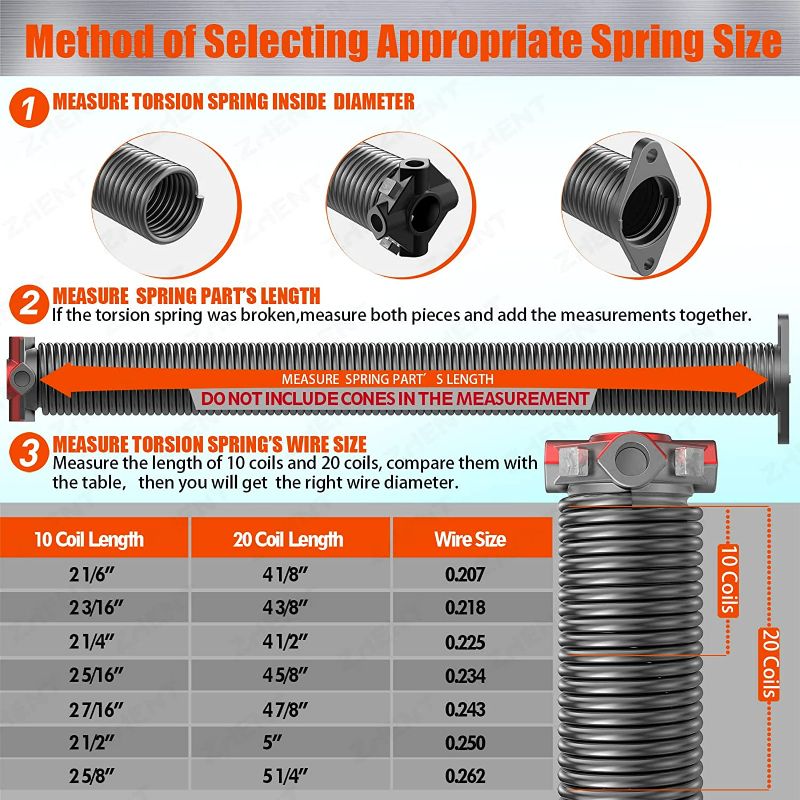 Photo 5 of (READ FULL POST) Pair of 2" Garage Door Torsion Springs Replacement Set with Winding Bars,MIN 18,000 Cycles(0.243x2''x29'') 0.243''×2''×29''