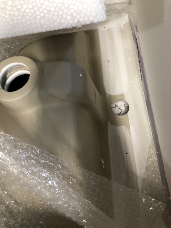 Photo 1 of Enbol Drop In Bathroom Sink Rectangle Semi-recessed White Ceramic Top Mount Bathroom Sink with Single Hole O2118