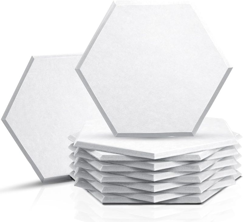 Photo 1 of ***USED - PREVIOUSLY OPENED***
Sonic Acoustics 12 Pack Hexagon Acoustic Panels, 14" X 12" X 0.4" High Density Sound Absorbing Panels Sound Proof Insulation Beveled Edge Studio Treatment Tiles (White)