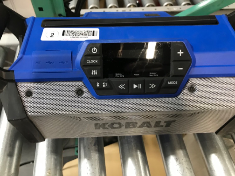 Photo 5 of ***USED - NO BATTERY - UNABLE TO TEST***
Kobalt 24-volt Water Resistant Cordless Bluetooth Compatibility Jobsite Radio