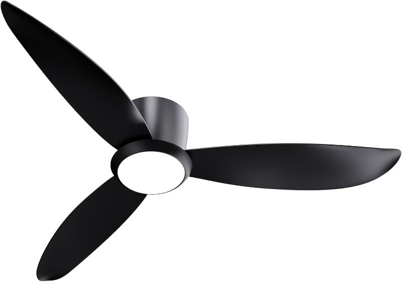 Photo 1 of Harbor Breeze Mazon 44-in Black LED Indoor Flush Mount Ceiling Fan with Light