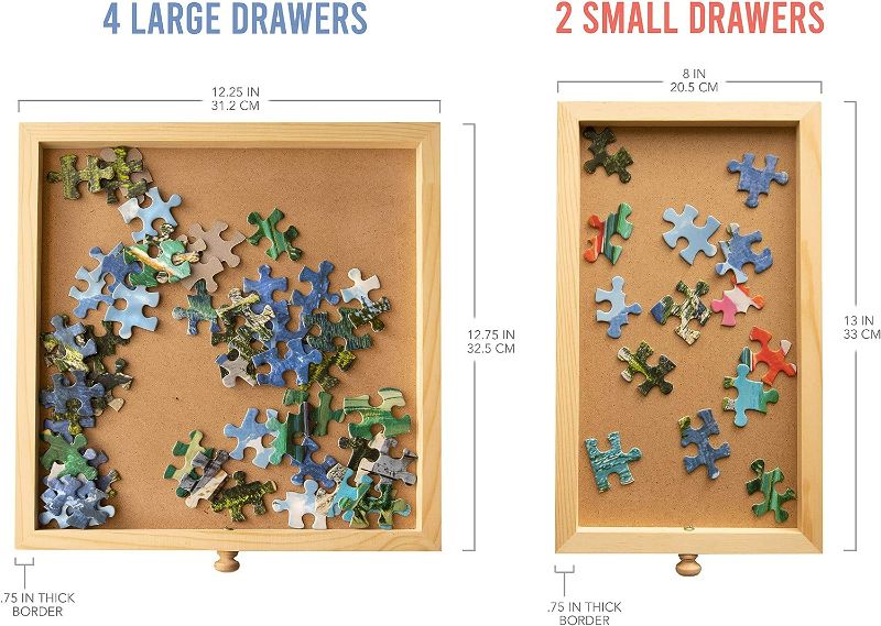 Photo 3 of ***USED - LIKELY MISSING PARTS/DAMAGED - UNABLE TO VERIFY FUNCTIONALITY***
1500 Piece Rotating Wooden Jigsaw Puzzle Table - 6 Drawers, Puzzle Board with Puzzle Cover | 27” X 35” Jigsaw Puzzle Board Portable - Portable Puzzle Table 1500 Piece Rotating With