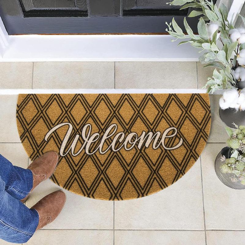 Photo 1 of Door-Mat Modern-Front-Door Mat Indoor Entrance Welcome-Mats Nature Coir Non Slip Outside Doormat for Porch Home Decor