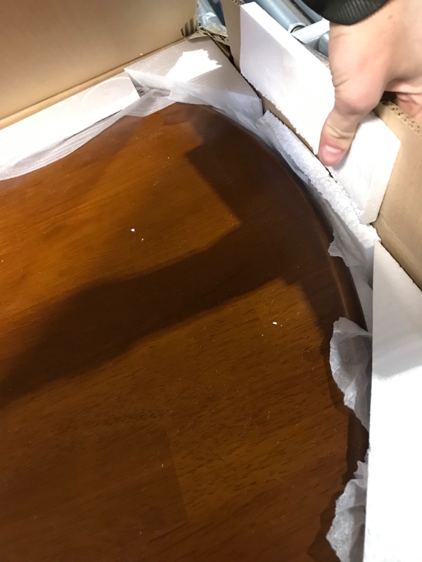 Photo 1 of (TABLE ONLY NO CHAIRS) East West Furniture DLNA5-SBR-C Round Dining Room Table with Dropleaf 42x42 Inch, Saddle Brown