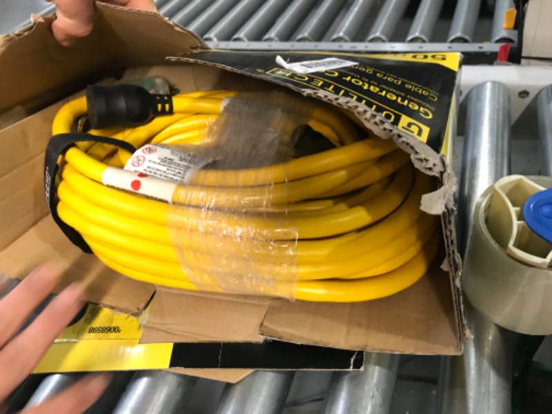 Photo 3 of 50FT 30 Amp Generator Extension Cord 4 Prong, NEMA L14-30P/L14-30R 10 Gauge STW 125/250V Twist Lock Generator Cord Heavy Duty, Yellow ETL Listed PlugSaf 50FT Yellow