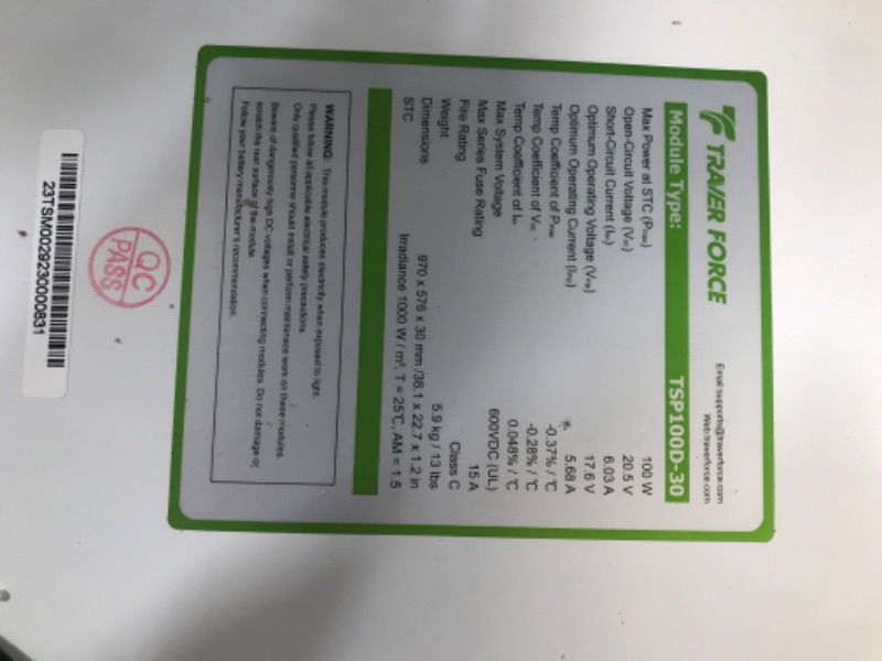 Photo 1 of Traver Force Solar Panel 100 Watt 10BB Monocrystalline 12V Solar Panels for Home High Efficiency Solar Module Power Charger for RV Camping Cabin Marine Boat Motorhome Off-Grid Black 4-Pack 100W 4 Pack