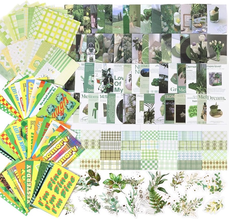 Photo 1 of ***NON-REFUNDABLE PACK OF 2***
700 Sheets Green Scrapbook Paper Aesthetic Scrapbook Stickers