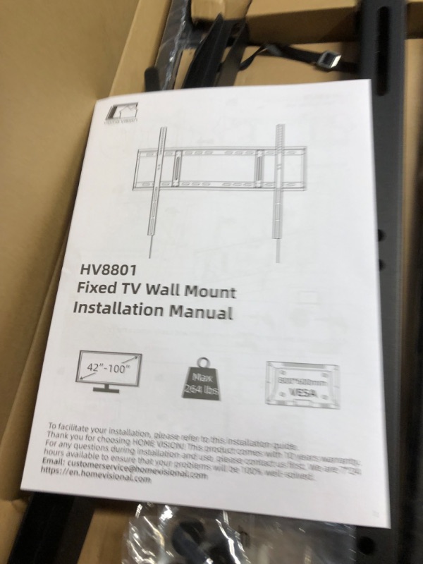 Photo 4 of Home Vision Heavy Duty Fixed TV Wall Mount Holds up to 264LBS,for Most 42-100 inch its 16"/18"/24" Studs, VESA 800x600mm, Low Profile Space Saving for LED OLED LCD