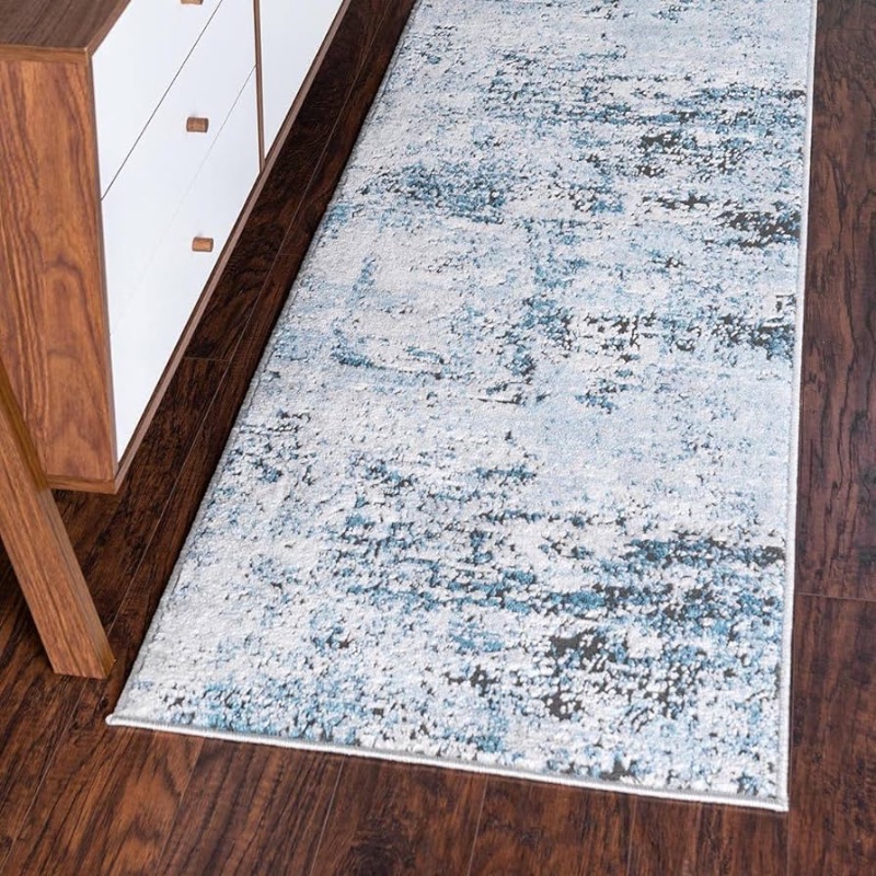 Photo 1 of  Runner Blue Low-Pile Rug Perfect for Hallways