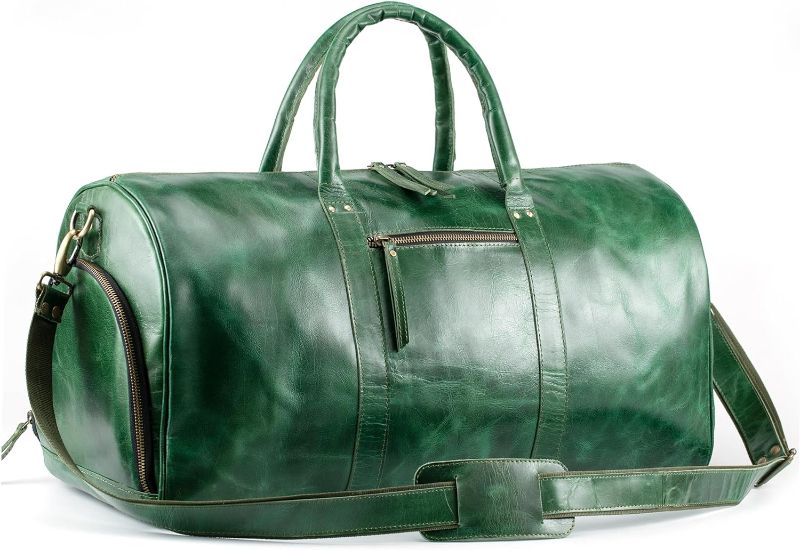 Photo 1 of Handmade World Full Grain Buffalo Leather Travel Weekender Overnight Duffel Bag Gym Sports Luggage