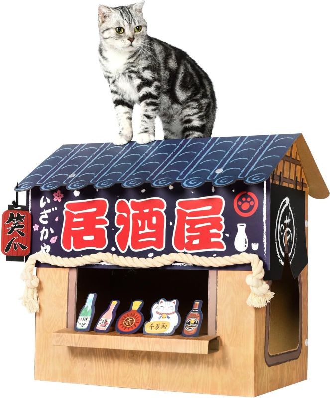 Photo 1 of (Similar to Stock Photo) Cat Beds for Indoor Cats, Cardboard Cat House with Scratchers