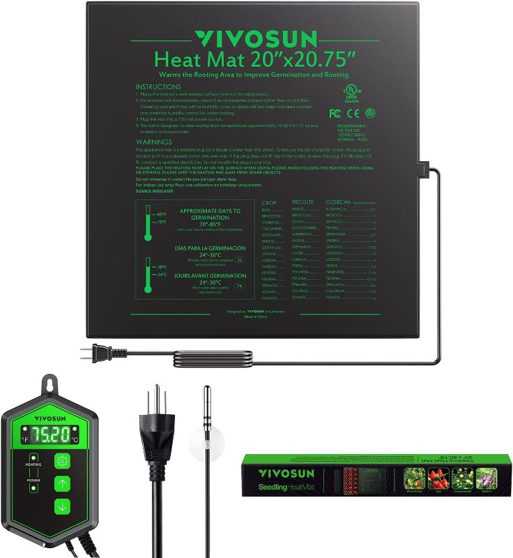 Photo 1 of VIVOSUN 20" x 20.75" Seedling Heat Mat and Digital Thermostat Combo