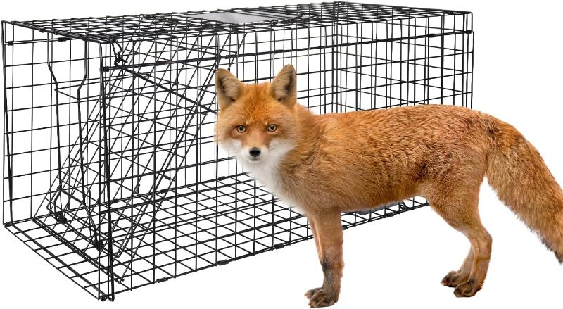 Photo 1 of 
VASALAID Live Animal Trap Cage, 43.6 X 16.9 X 18.1inch Catch and Release, Humane Live Trap Cage Indoor & Outdoor Foldable Live Trap for Foxes