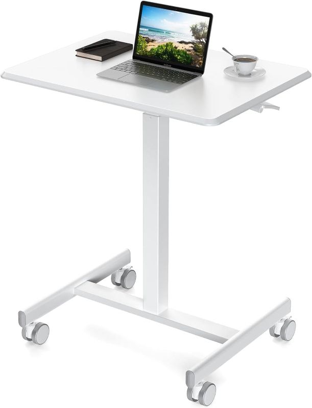 Photo 1 of 
Sweetcrispy Small Mobile Rolling Standing Desk - Overbed Table, Teacher Podium with Wheels, Adjustable Work Table, Rolling Desk Laptop Computer Cart