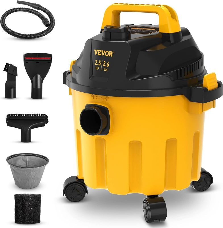 Photo 1 of (READ FULL POST) VEVOR Wet Dry Vac, 2.6 Gallon, 2.5 Peak HP, 3 in 1 Portable Shop Vacuum with Blowing Function, Attachments Storage, Perfect for Cleaning Floor, Upholstery, Gap, Car, Black/Yellow, ETL Listed
