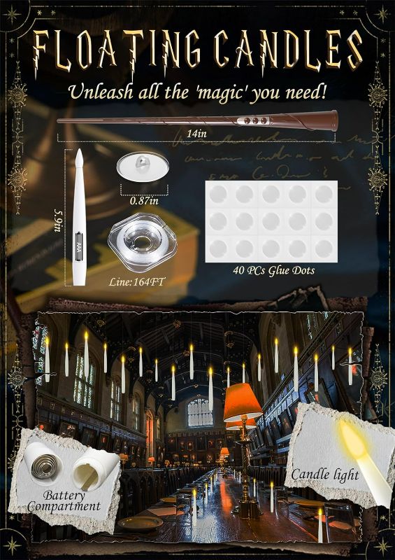 Photo 4 of (READ FULL POST) Floating Candles with Wand 20PCs - Magic Hanging Candles Flickering Warm Light Flameless Candles with Remote, Battery Operated LED Candles 