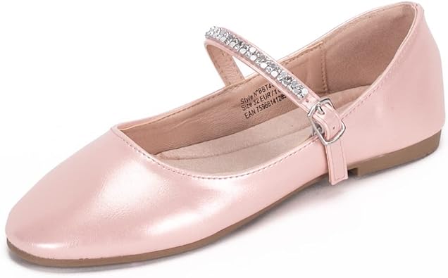 Photo 1 of  GK 
Fancy Flats Girls Dress Shoes | Formal Shoes for Dressy Girl | Ballet Sparkle Wedding Party | Adorable Ballerina Mary Jane Flats 
SIZE: 3