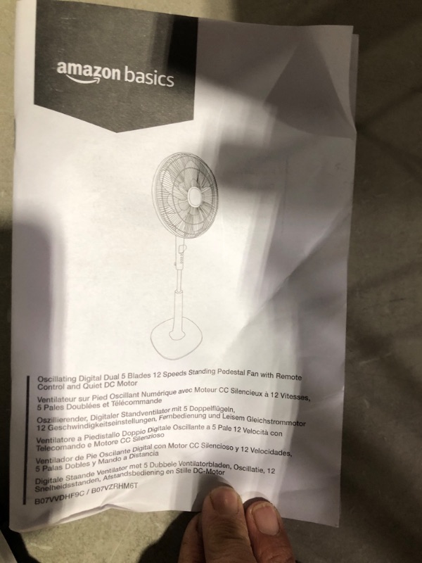 Photo 3 of **DAMAGED SEE NOTES**
Amazon Basics Height & Tilt Angle Adjustable Oscillating Fan with Remote Control, White, 53.15 Inch