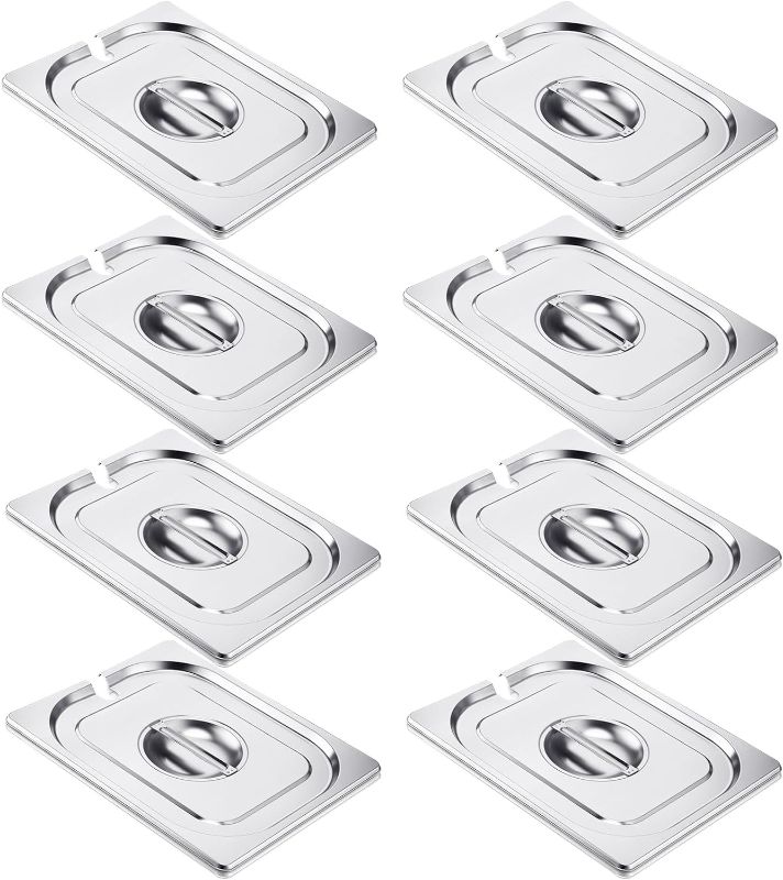Photo 1 of 
Zonon 8 Pack Steam Table Pan Covers Notched Hotel Pans Lids with Handles Catering Food Pan Cover Stainless Steel Commercial Food Pan Lids for Steam Food