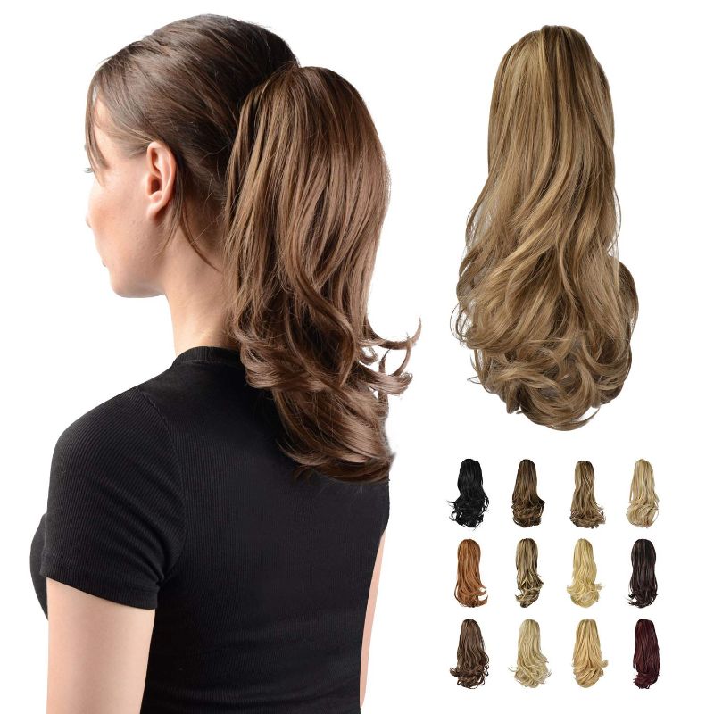 Photo 1 of 
Sofeiyan 13" Ponytail Extension Long Curly Ponytail Clip in Claw Hair Extension Natural Looking Synthetic Hairpiece for Women (Brown & Blonde)
