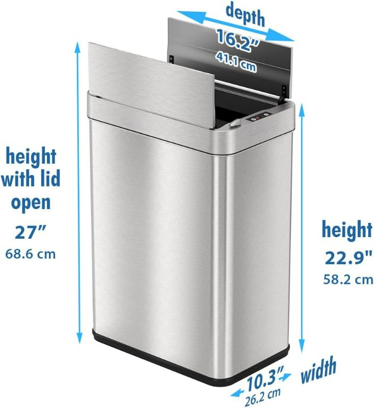 Photo 4 of (READ FULL POST) iTouchless 13 Gallon Wings-Open Sensor Trash Can with AbsorbX Odor Filter and Pet-Proof Lid, Stainless Steel, Automatic Touchless Garbage Prevents Dogs & Cats Getting in kitchen-waste-bins