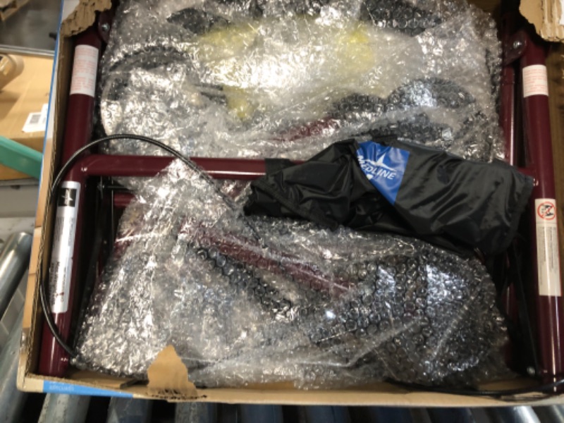 Photo 2 of ***USED - LIKELY MISSING PARTS - UNABLE TO VERIFY FUNCTIONALITY***
Medline Rollator Walker with Seat, Steel Rolling Walker with 6-inch Wheels Supports up to 350 lbs, Medical Walker, Burgundy