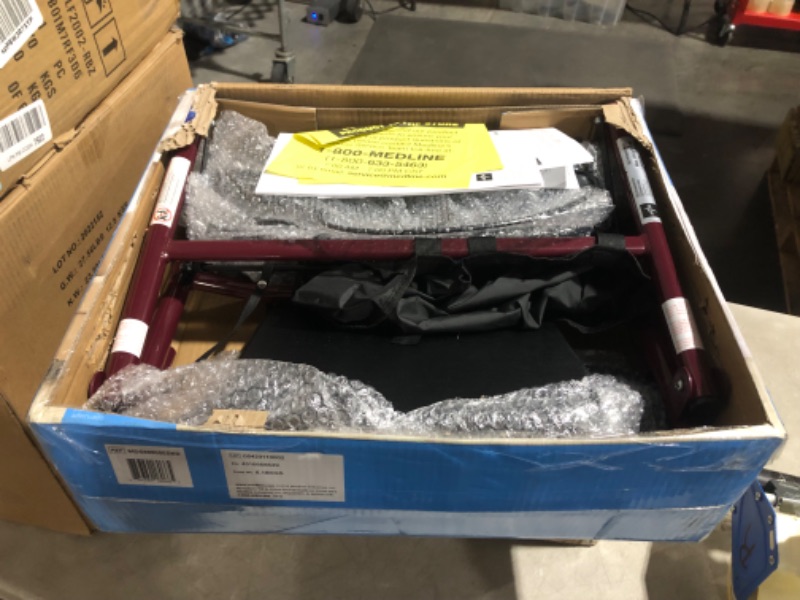 Photo 4 of ***USED - LIKELY MISSING PARTS - UNABLE TO VERIFY FUNCTIONALITY***
Medline Rollator Walker with Seat, Steel Rolling Walker with 6-inch Wheels Supports up to 350 lbs, Medical Walker, Burgundy