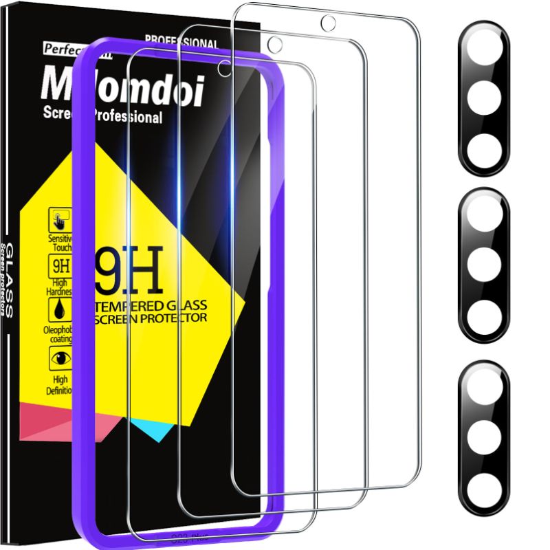 Photo 1 of (Non refundable bundle) Milomdoi 3 Pack Screen Protector for Samsung Galaxy S23 Plus 6.6 Inch with 3 Pack Tempered Glass Camera Lens Protector, Ultra 9H Accessories, Case Friendly, Mounting Frame, 2.5D Curved - HD